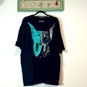 Brand New Shhh doberman fair warning short sleeve crewneck graphic T-shirt black